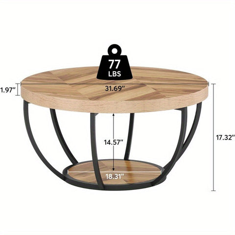 Runde Couchtisch mit Doppeltem Stauraum – Funktional und Elegant