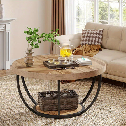 Runde Couchtisch mit Doppeltem Stauraum – Funktional und Elegant