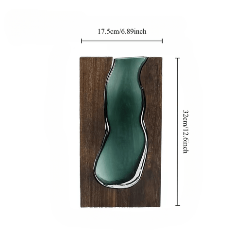 Elegante Glasvase mit Holzfuß - Stilvolle Dekoration für jeden Raum