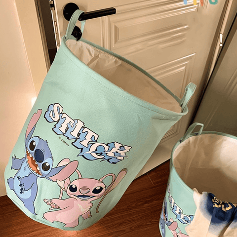 Stitch-Themen Faltbare Wäschekorb - Geräumiger Polyester-Organizer mit Griffen
