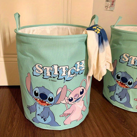 Stitch-Themen Faltbare Wäschekorb - Geräumiger Polyester-Organizer mit Griffen