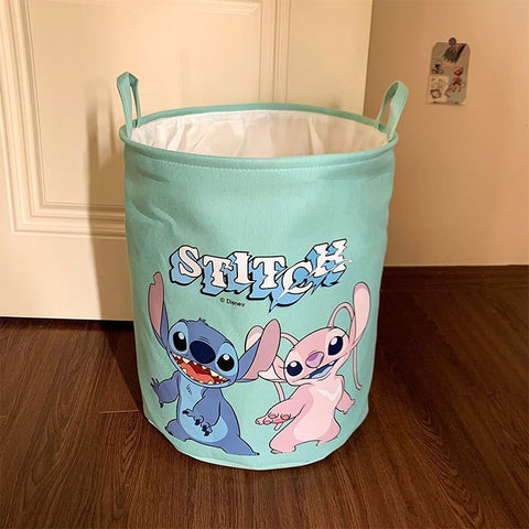Stitch-Themen Faltbare Wäschekorb - Geräumiger Polyester-Organizer mit Griffen