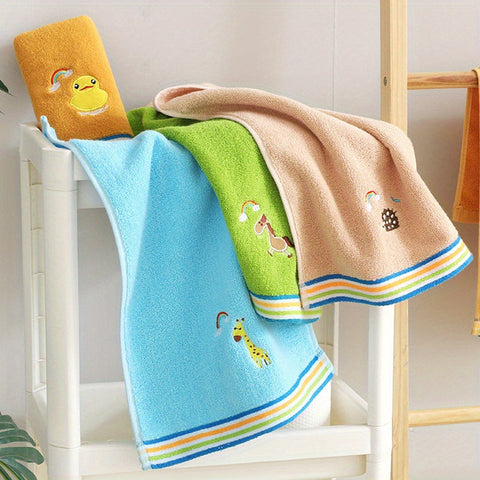 Süße Cartoon Bestickte Kleine Handtücher – Weiche Baumwoll-Set von 4