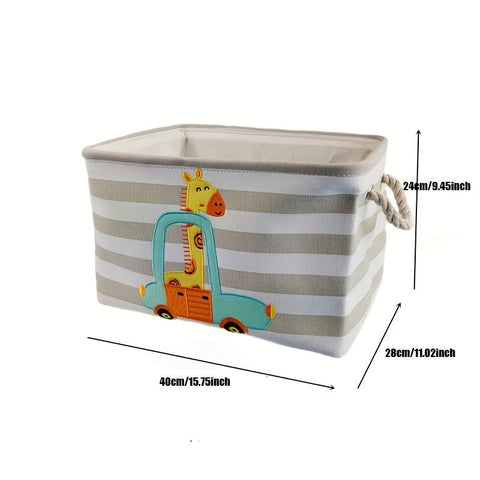 Aufbewahrungskorb für Spielzeug und Kleidung – Cartoon Löwe und Giraffe Design