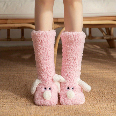 Damen Gemütliche Cartoon Hund Wintersocken - Weiche und Warme Haussocken mit Süßem Tierdesign