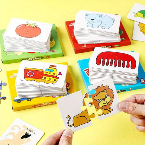 Bildungs-Puzzleset für Kinder – 16 Teile mit Lustigen Bildern von Berufen, Fahrzeugen und Gemüse