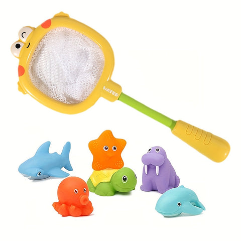 Badespielzeug-Set mit Netzen – Treibende Meeresbewohner und Wasser Spritzer
