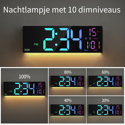 LumiWall Digitale Wanduhr – Groß, Farblich und Einfach Ablesbar