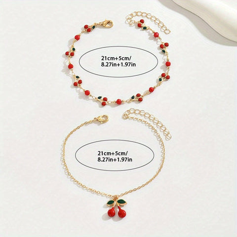 CherryTwist Doppeltes Fußband Set – Frisch und Trendy