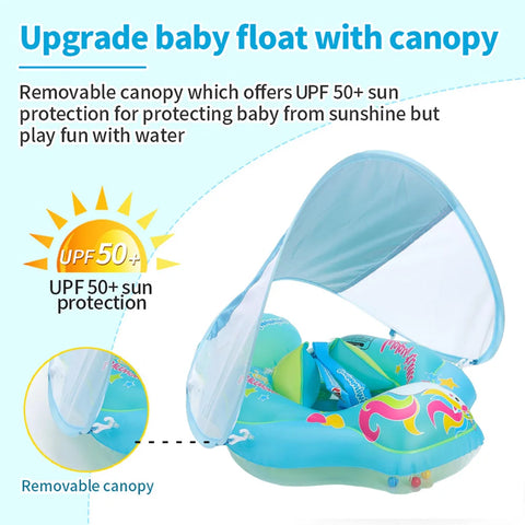 Aufblasbarer Baby Schwimmring mit Sonnenschutz – Schutz und Spaß
