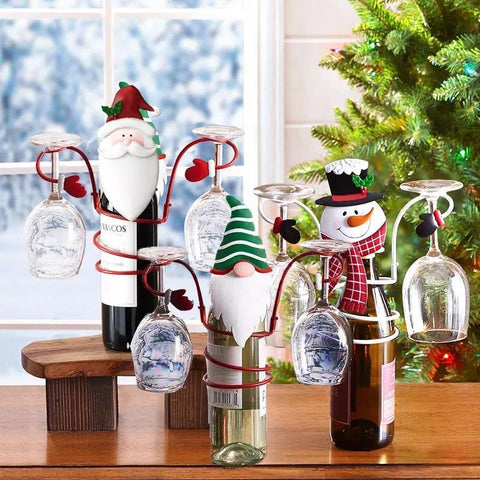Festliche Cheers Weinglas Halter – Weihnachtsmann & Schneemann Design für Festliche Tische