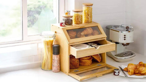 Bambus Brotkasten mit Doppelten Regalen – Praktisch und Stilvoll