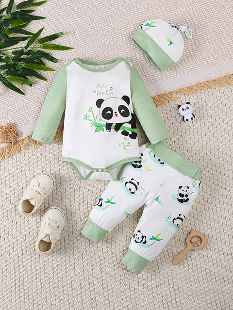 Baby Panda Set – Strampler, Hose und Mütze für Abenteuer im Freien