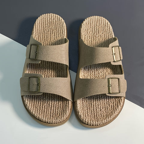 Stylische Herren Slipper – Atmungsaktiv mit Schnallenriemen und Rutschfester Sohle
