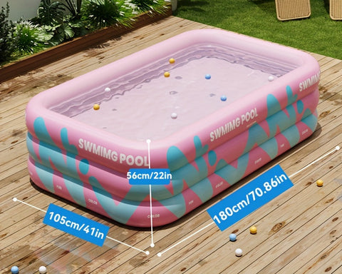 Fröhliches Aufblasbares Schwimmbad für den Garten – Langlebiges PVC, Perfekt für Sommerpartys und Familienvergnügen