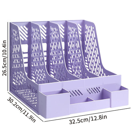 Desktop Dokumentenorganizer – 4 Fächer, Platzsparend, Abnehmbar und Geeignet für Büromaterialien