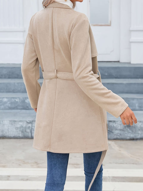 Eleganter Mid-Length Damenmantel mit Taillenkordel – Zeitloses Design für Frühling und Herbst