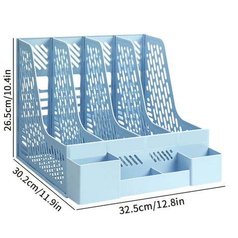 Desktop Dokumentenorganizer – 4 Fächer, Platzsparend, Abnehmbar und Geeignet für Büromaterialien