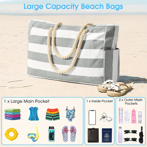 Trendige große Strandtasche mit Blattdruck - Geräumig, langlebig und perfekt für den Urlaub