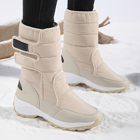 Damen Mid-Cut Schneestiefel – Warme Winterstiefel mit Rutschfester Sohle und Klettverschluss