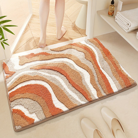 Geometrische Badezimmermatte – Absorbierend und Weich mit Rutschfester Unterseite