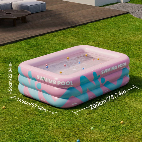 Fröhliches Aufblasbares Schwimmbad für den Garten – Langlebiges PVC, Perfekt für Sommerpartys und Familienvergnügen