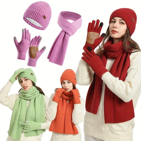 Fröhliches Winterset - Mütze, Schal und Handschuhe für Paare