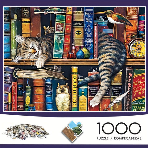 Kat auf dem Bücherregal Puzzle – Für Puzzler und Katzenliebhaber