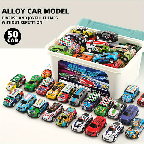 Dynamisches Spielzeugauto-Set mit 50 Autos und Aufbewahrungsbox – Perfektes Geschenk für Kinder