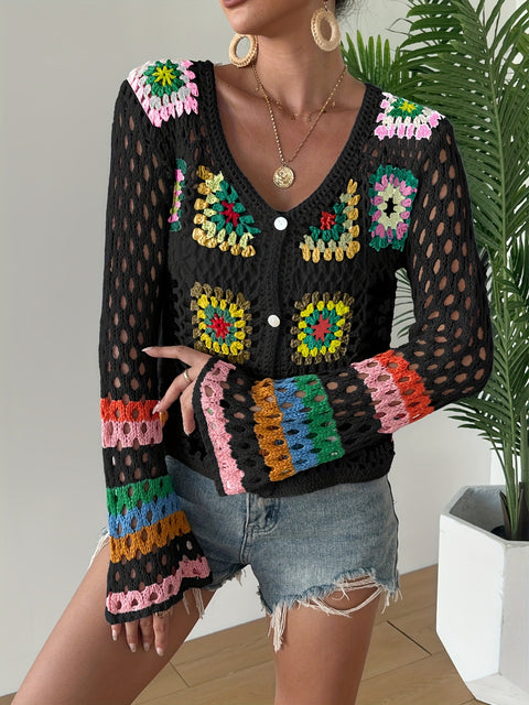 Bohemien Handgemachte Häkelkleid – Bunt und Bequem