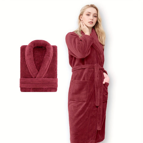 Luxe Unisex Coral Fleece Bademantel – Ultraweich und Warm für Deinen Komfort