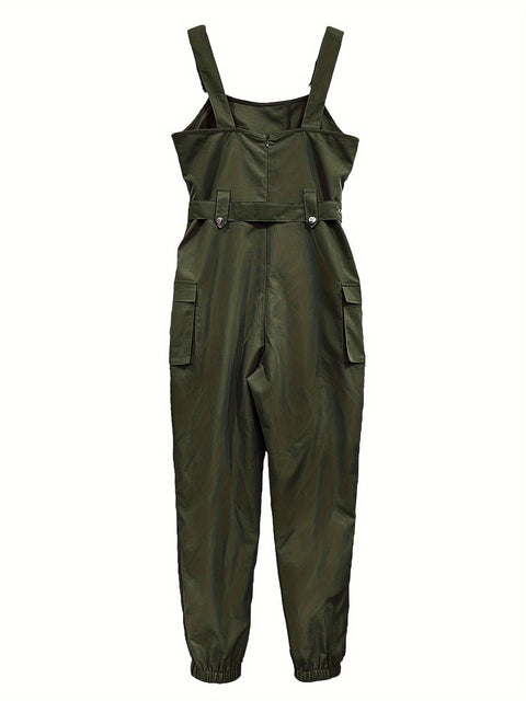 Effen Cargo Jumpsuit für Damen – Ärmellos und Mit Gürtel für Komfort und Stil