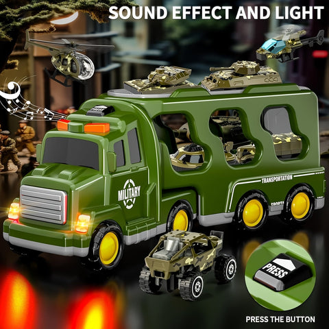 ArmyForce 14-in-1 Militärspielzeugset - Lkw mit Panzern, Soldaten und Soundeffekten