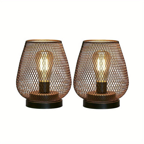 RusticMesh Tischlampen Set – Industrieller Stil und Stimmungsvolle Beleuchtung