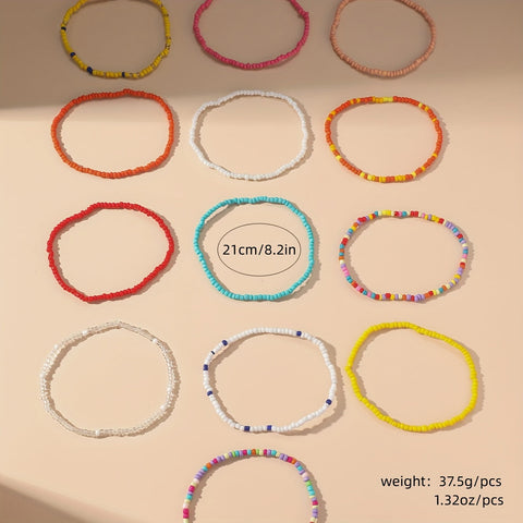 Set von 13 Bohemian Fußkettchen - Handgemachte Perlenaccessoires für den Sommer