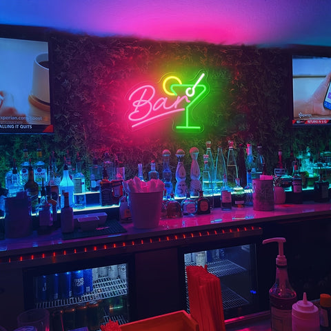 Dimmbare LED Neon Bar-Schild – USB-betrieben mit Dimmer