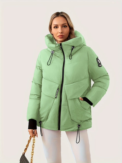 Moderne Winterjacke mit Verstellbarer Kapuze und Taille – Gepolstertes Design für Maximale Wärme und Komfort