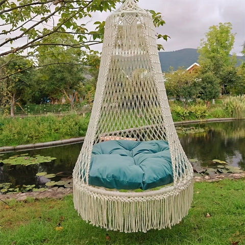 BohoSwing Handgewebter Hängestuhl – Entspannte Bohemian-Vibes
