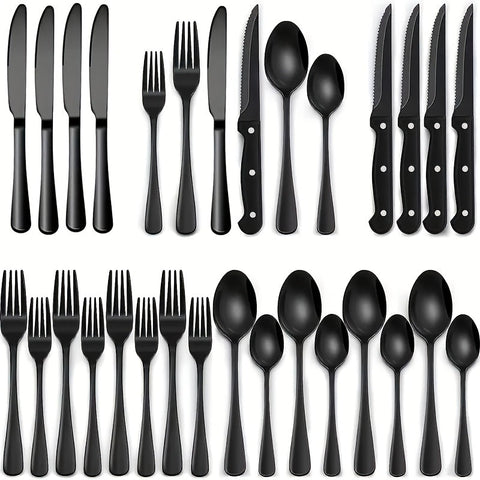 Schwarzes Edelstahl-Besteckset – Modernes Design mit Hochwertiger Verarbeitung
