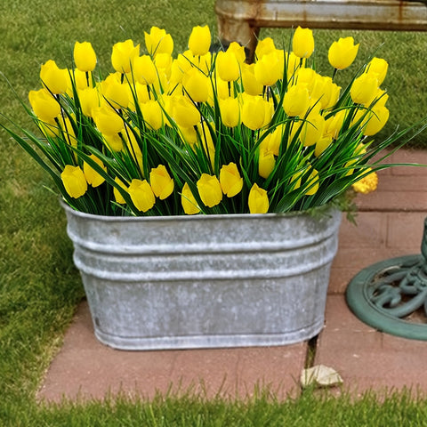 Set aus 6 Bundles Kunst-Tulpen – UV-beständig und realistisch für Garten- und Innendekoration