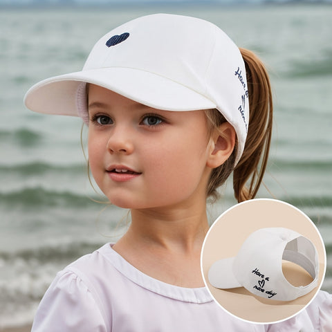 Verstellbare Baseballmütze für Kinder – Herzstickerei und Atmungsaktiver Komfort
