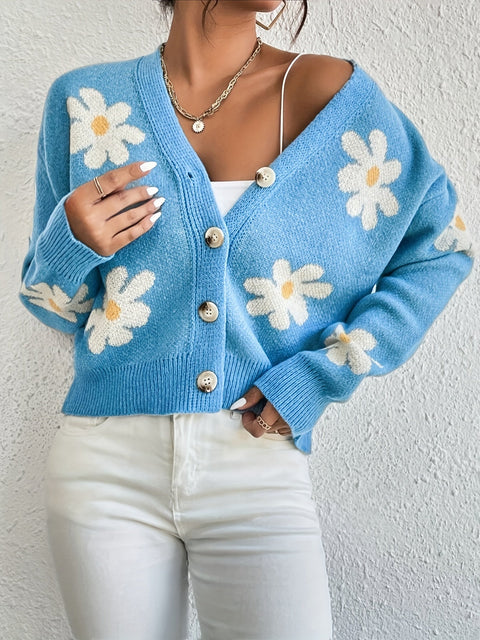 Fröhlicher Blumen Cardigan – Bequem und Stilvoll für den Frühling und Herbst