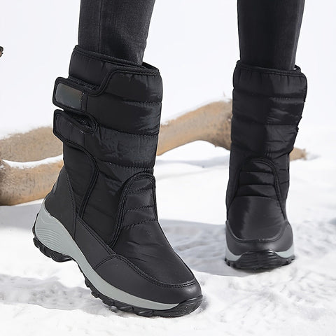 Damen Mid-Cut Schneestiefel – Warme Winterstiefel mit Rutschfester Sohle und Klettverschluss