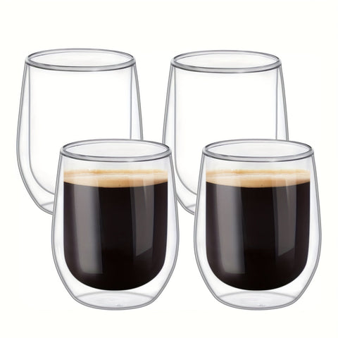 Set aus 4 doppelwandigen Gläsern – 350ml Glas für heiße und kalte Getränke