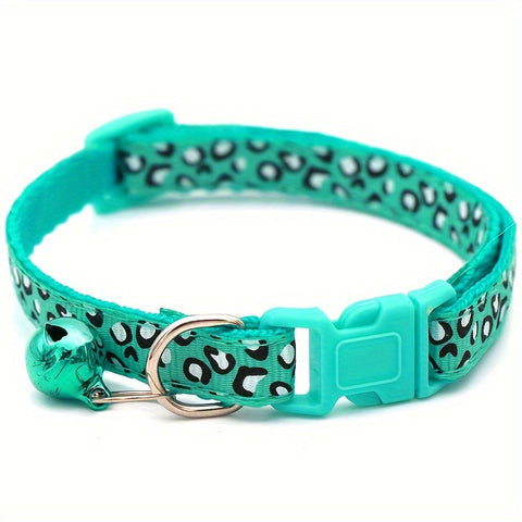 Set von 6 Leopardprint Katzenhalsbändern – Verstellbar und Sicher mit Glocke