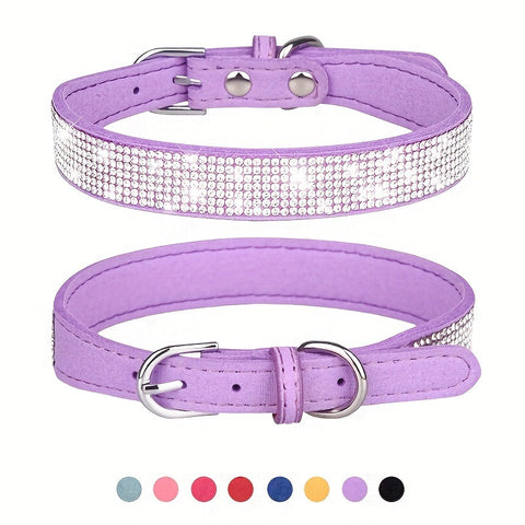 Verstellbares Lederhalsband für Hunde mit Strass – Stark und Langlebig