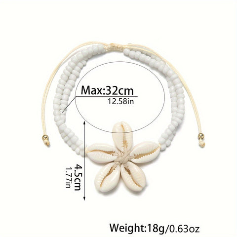 Bohemian Fußkettchen mit Muschelblume - Stilvolles Accessoire für Sommer und Urlaub