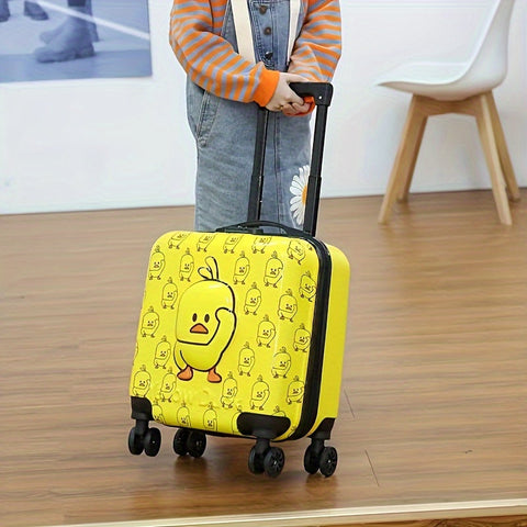 Niedlicher Kinderkoffer mit Enten-Design – Ideal für Kinder, 16,5 Zoll mit geräuschlosen Rädern