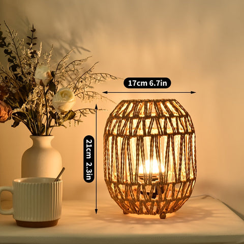 Bohemian Rattan Tischlampe – Handgemachtes Lichtakzent für Schlafzimmer oder Wohnraum