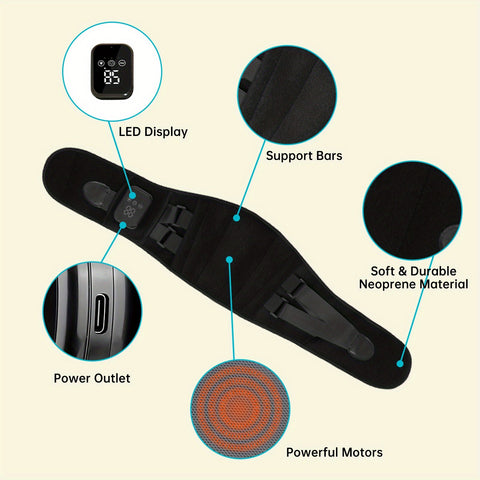 Drahtloser Heizmassagegurt für Rücken und Taille – 3 Einstellbare Wärme- und Vibrationsmodi für Maximale Entspannung